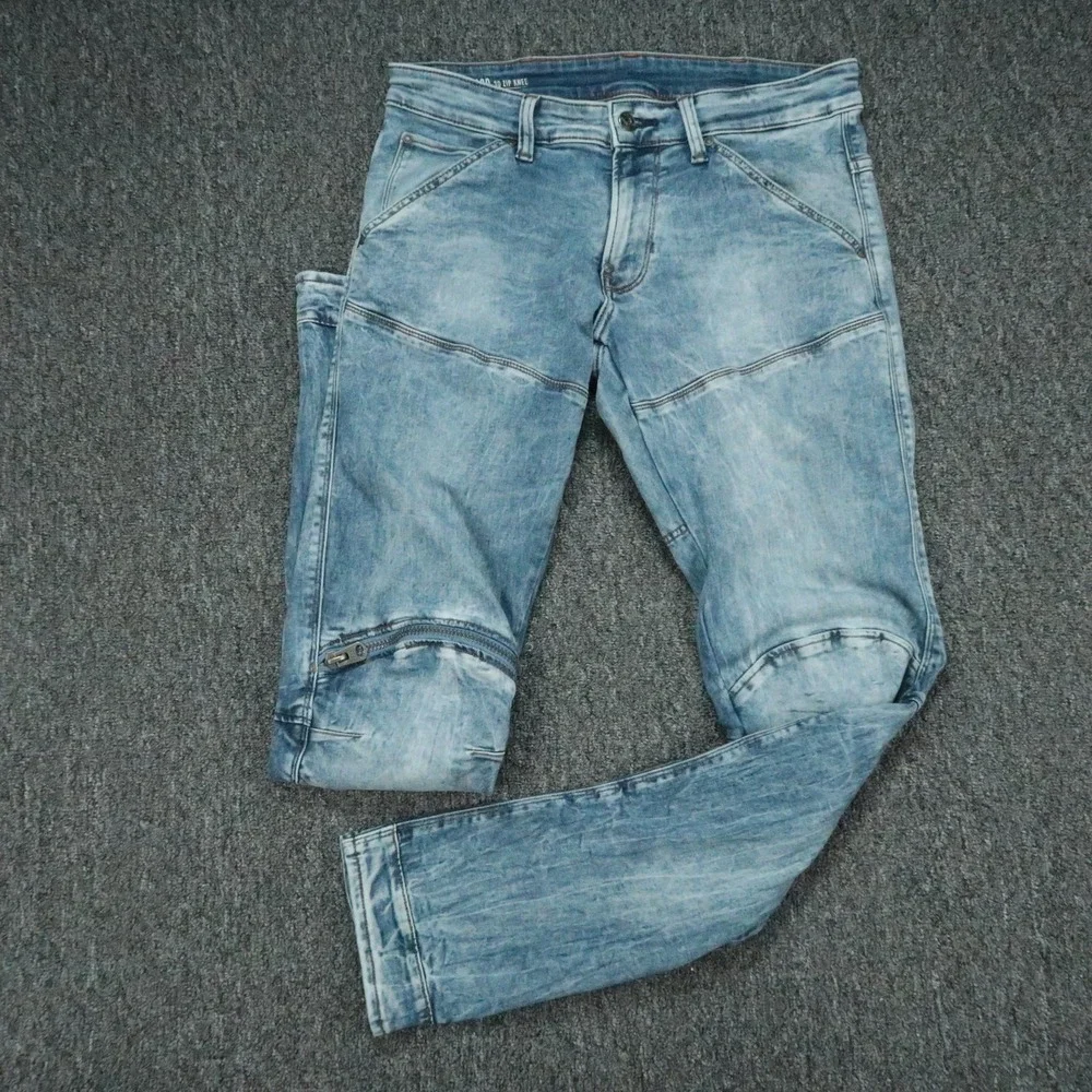 G Star Jeans Mens 31x34 Blue 5620 3D Zip Knee Skinny Light Wash